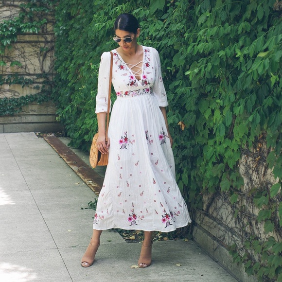 wondrous floral embroidered maxi dress